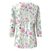 Majica s rukavima za žene, majice dužine rukava za žene casual ljetni bluze Crewneck cvjetni ispisani