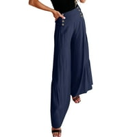 Yubatuo elastični pantalone sa visokim strukom za hlače za žene za žene široke pantalone za noge