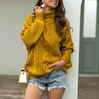 Kpoplk džemperi za žene Turtleneck dugih rukava kornjača pletene labave prevelike džemper pulover Jumper vrhovi žuto, xxl