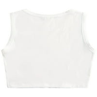 Žene T majice Kvadratni vrat Carped tenkovi leptir Ispis Ljetni usjevi Najbolji dame Atletic Pulover Party Bluze Bijeli XS