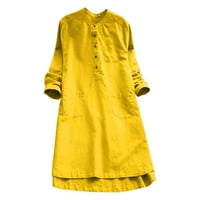 Ljetne haljine za žene Žene Retro dugih rukava Ležerne prilike za labave gumb