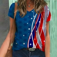 Yuwull Womens Airca American Flag majica za žene Ljeto Ležerne prilike 4. srpnja Odjeća Patriotske grafičke