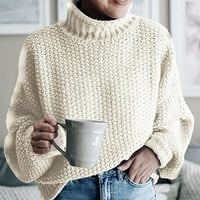 Ženski džemper vrhovi pulover majica Slim Fit lagani pleteni džemper bluza s dugim rukavima Duks s visokim bojama Slatka kornjača Slim pulover bijeli s