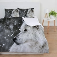 White Wolf printov prekrivač prekrivača Snow Duvet Poklopac set sa jastučnicom modnim prekrivačima,