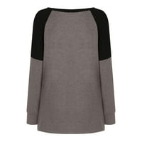 Prodaja ženske fašio duge majice casual okrugli vrat boja blok labav bluza spajanje pulover ženskim vrhovima teen gril modna odjeća kaki l