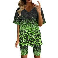 Jyeity Weens Hotsas Clearence $ 5, V-izrez kratki rukav Tip za print Top Hotsas Zelene ljetne odjeće za žene Trendy Veličina XL