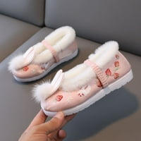 CAICJ TODDLER cipele od platnene cipele za toddler Gilrs gumene jedinice tople cipele zimske čizme za snijeg vez print pamuk visoke čizme za djevojčicu