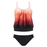 Yubnlvae Womens kupaće komisije Women plus veličine Ispis Strappy Back Tankini set dva kupaća plićaka