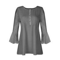 Bluze za slobodno vrijeme s rukavima Solidni modni V-izrez za žene svijetlo siva 2xl