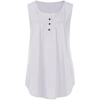 Ženski bluzes bez rukava sa pultevima plus veličina ženskog plus ljeta Henley košulje bijela xxl