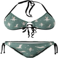Joga Psi pozira i vježbe Bik terijer bikini setovi Halter Troangle Tie Side Dvije žene kupaće kostimi