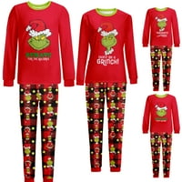Porodični božićni pidžami podudarni setovi, simpatični tiskani top + plastični hlače za spavanje, odmor