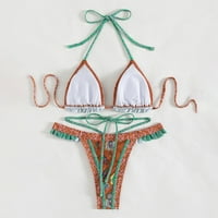 Žene Bikini set modni etnički print Halter remen Split kupaći kostim bikini kupaći kostimi