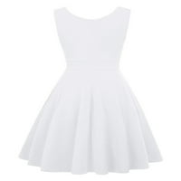 Grianlook Women Ball Gown Solid Color Mini haljine Pleased party kratka haljina dame elegantna vintage v izrez bijela 2xl