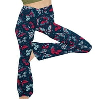Avamo ženski visoko struk lagano vježbanje joga hlače cvjetno tisak širokih nogu dna pantalona 9 # s