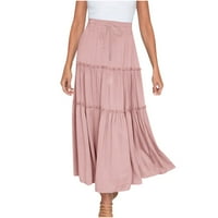 Ženska Flowy Summer Beach Long suknja Visoko struk vukodlačka rufne suknje maxi suknje Elegantne suknje za ljuljanje boje