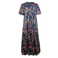 Ljetne haljine za žene V-izrez kratki rukav cvjetni a-linijski haljina Ležerne prilike, A-line haljine