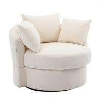 Swivelna akcentna stolica, modernog akili prevelizirane stolice za slobodno vrijeme s jastucima, jednogaska sofa kauč stolica Tapacirana stolica za tatenu stolica za hotelski dnevni boravak, bijeli