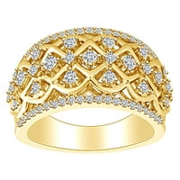 Carat okrugli oblik bijeli prirodni dijamantski koktel prsten u čvrstom žutom zlatu od 10k