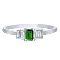 Carat Baguette Cut Emerald & Prirodni dijamant Five od pet kamena zaručnički prsten 14k bijelo zlato -10.5