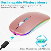 2.4GHz i Bluetooth miš, punjivi bežični miš za tablet Bluetooth bežični miš za laptop MAC računarsku tablet Android RGB LED Rose Gold