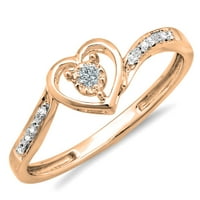 0. Carat 14K Rose Gold Okrugli Diamond Dame Dame Obećani u obliku srca