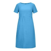 Haljina za čišćenje dame pamučna posteljina moda svestrana solidna boja ručak pauza za odmor dnevno odijevanje