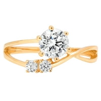 0. CT sjajan krug originalni kultivirani dijamant VS1-VS J-K 18K Žuto zlato Tro-kamena Obećaj Vjenčanje Izvještaj o vjenčanju Angažman dizajnerske prstene veličine 8