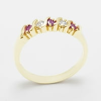 Britanci napravio je 10k žuto zlato prirodno rubin i kubični cirkonijski ženski vječni prsten - Opcije