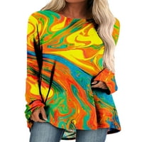 Ženska majica s dugim rukavima Crta majica 3D digitalni vrhovi tiska Mekani tee putnička majica narančasta