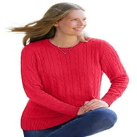 Žena unutar ženskog plus veličine kabela pletene pulover Crewneck džemper pulover