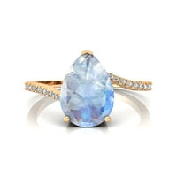Moonstone prsten, dijamantski zaručnički prsten, ručno rađeni prsten obećanja, juni pijance za vjenčani prsten