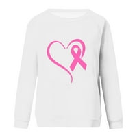 Youmao Tops Clearence Print Ripbon Ispiši košulje za žene za žene Rak dojke Strašno dugi rukavi Lagani topni pulover Rak dojke Preživjeli pokloni za žene