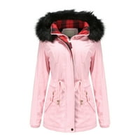 Zimski kaputi za žene plus veličine Parkas OBLEWAWEW s kapuljačnim ovratnikom podstavljenim zip up jakne