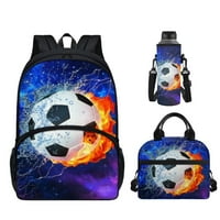 PZUQIU 3-IN-IN-Galaxy Fudbalska školska ruksaka za djecu Dječja dječačka školska torba sa izolirane