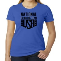 Nacionalni tim za piće, smiješne pivske majice, ženske grafičke majice - Heather Grey MH200WPATRIOT
