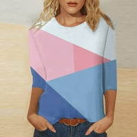 Bazyrey Womens rukav vrhovi posade izrez pulover ženske modne grafičke otiske ljetne tunika T-majice PINK XL