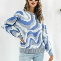 Aueooo Womens Dukseri pulover, zimski džemperi za žene dame labave jesen i zimski dugih rukava povremeni kofer i američki pleteni džemper vrhovi