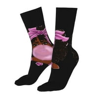 Bubble Gum Crna djevojka čarape za žene Muškarci Novost šarene čarape posade Casual Funny haljine čarape