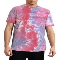 Groanlook Men Casual 3D digitalni ispis bluza Tie Dye Basic Ljetni vrhovi plaže kratkih rukava s kratkim