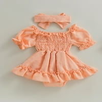 Century Newborn Baby Girls Romper postavio je kratki rukav na ramenu dresed jacquard a-line haljina sa trakom za glavu