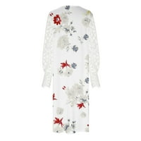 Haljina za obradu Žene Ležerne prilike V-izrez udobne tipke s dugim rukavima za ispis labave haljine