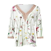 Levmjia bluze za žene rukave za čišćenje cvjetnih modnih ljetnih V-izrez čipke Print Tops casual majica