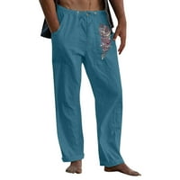 Zuwimk muške hlače opušteno fit, muški svakodnevni pamuk otvoreni dno pantnog pantnog plavog, XL