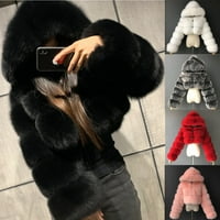 QucoQPE Žene kratke Flece Fleece Fleece Shearling Coat zimski modni pahuljivi blještavi shaggy jakna