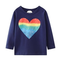 TODDLER Girl s dugim rukavima Pamuk Casual Crewneck Grafičke bijele plave ružičaste tuničke majice setovi 2t-12y