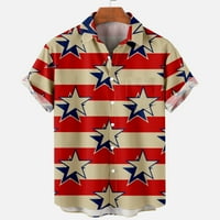Qolati majice za muškarce Vintage kratki rukav lagani dugme dole Henleys bluza Američka zastava Prelis
