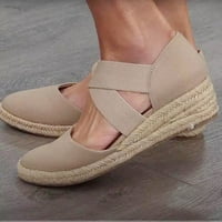 STAMZOD Ljetna ušteda čišćenje ljeta Ženska padina konopske konopske platforme casual sandale elastične klinove sandale bež 38