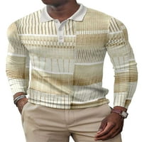 Colisha muškarci T majice rever izrez TEE Polo majica s dugim rukavima Slim Fit Business Geometric Print Pulover l S