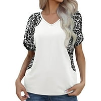 Ženske majice Majice kratki rukovi Modni V-izrez Tops Leopard tiskani Ležerne prilike Ležerne prilike